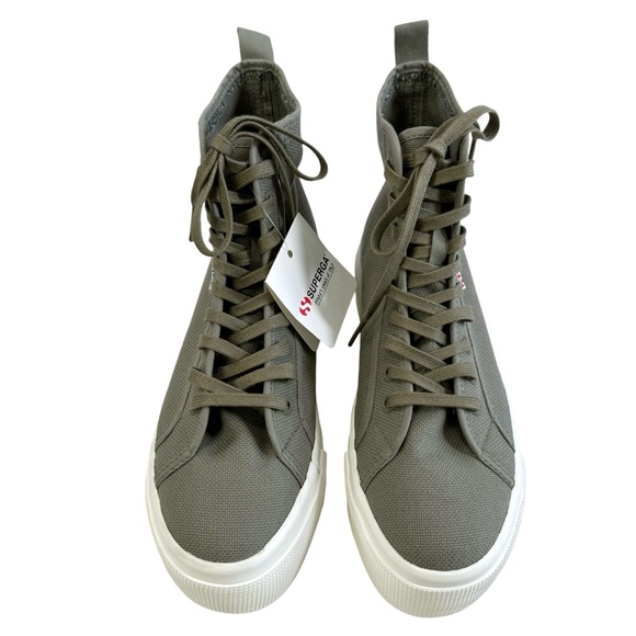 Superga 2708 Hi Top Tank Platform Sneakers Safari Green/ Favorio/ Milky Size 9 - Picture 4 of 16